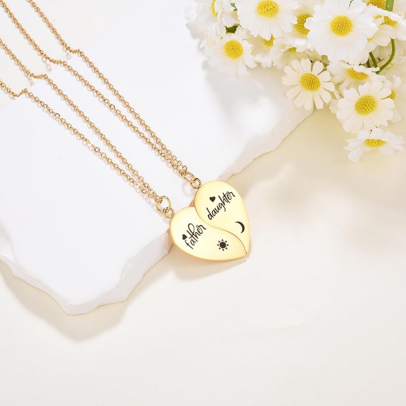 Yonhon Father Daughter Necklace for 2, Father Daughter Matching Bracelet Set for 2 - Image 3